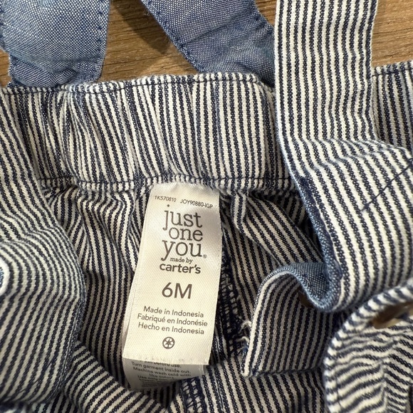 Carter's Navy and White Striped Baby Overalls - Picture 2 of 3